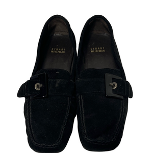 Stuart Weitzman Ladies Buckleberry Black Suede Loafers Flats Size 8